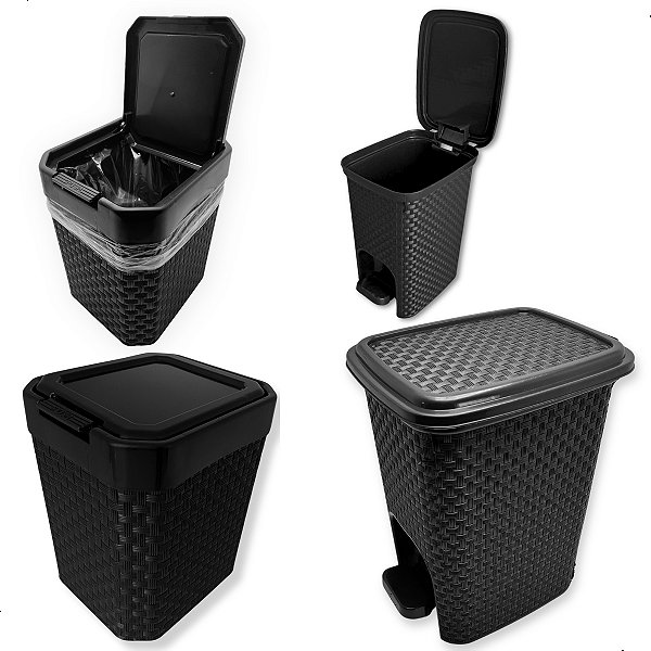 Kit 2 Lixeira 5l Tampa Compacta Bancada Pia Lixeira 7l Pedal