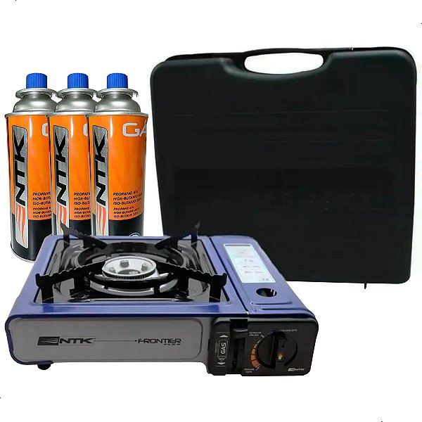 Fogareiro Nautika Fogão Portátil A Gás Camping + 3 Refil Ntk