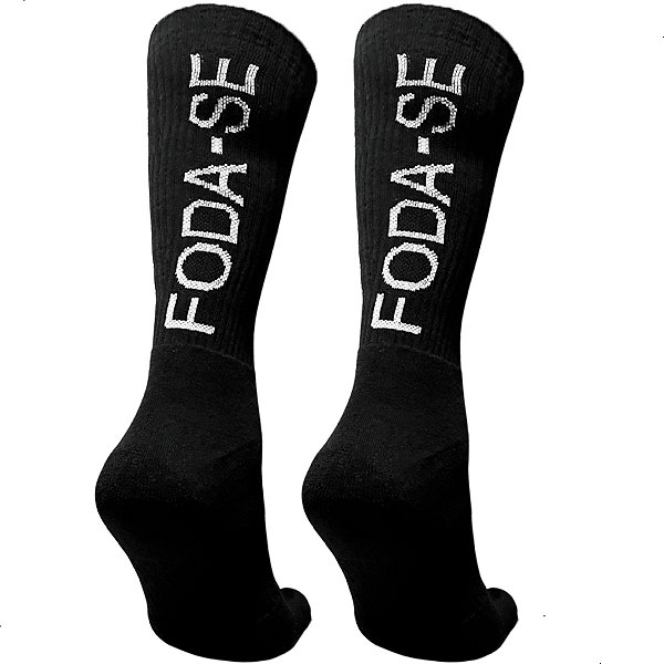 Meia Esportiva Divertida Cano Medio Foda-se Cor Preta