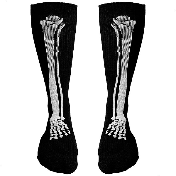 Meia Esportiva Divertida Cano Medio Pé de Caveira