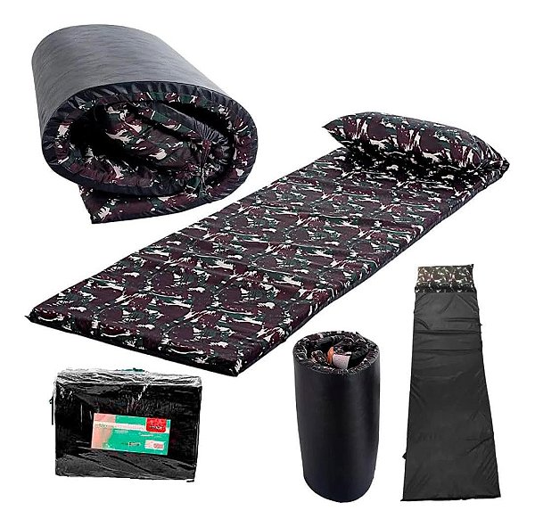 Colchonete Solteiro Impermeavel C/ Travesseiro Camping Pesca