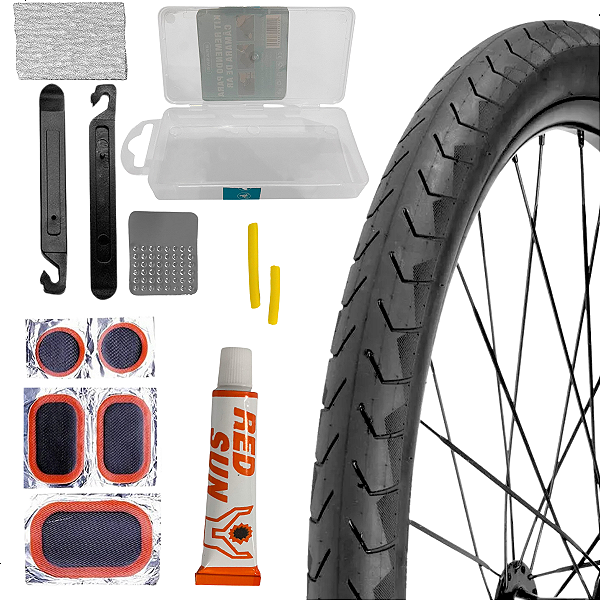 Kit de Reparo para Câmaras de Ar de Bicicleta 12 Peças