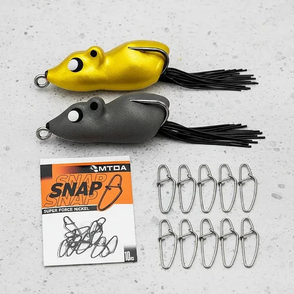 Kit 2 Iscas Ratinhu Frog e 10 Snap Matadeira Traira Tucunaré
