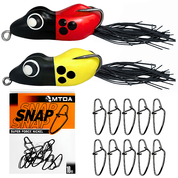 Kit 2 Iscas Monster Frog 4,8cm + 10 Snaps MTDA