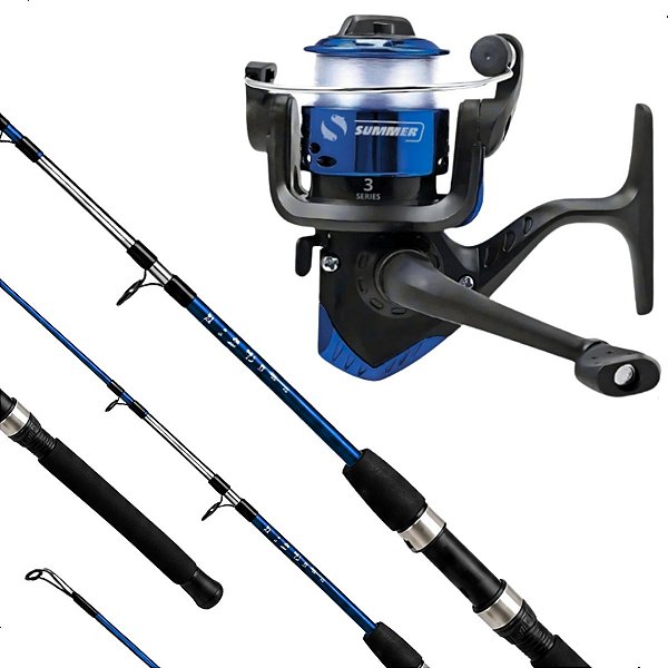 Kit Vara Kenzu 1m A 1,80m Summer + Molinete Sm200 C/ Linha Summer