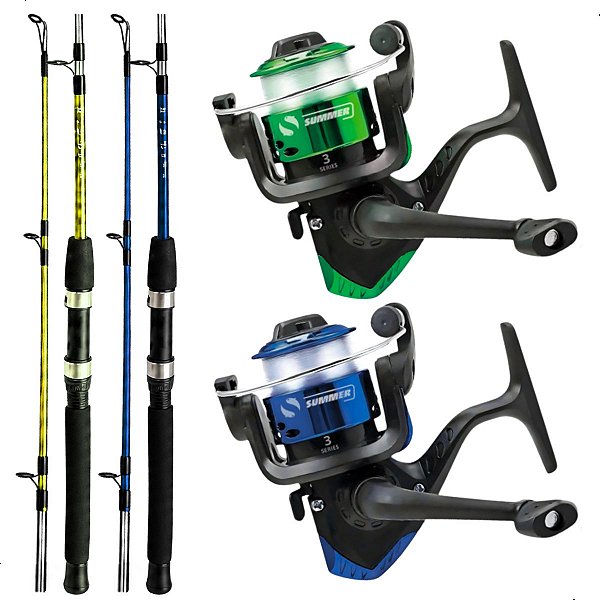 Kit Pesca 2 Varas 1m A 1,80m Kenzu E 2 Molinetes Summer