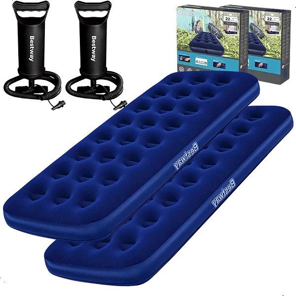Kit 2 Colchões Infláveis Solteiro Bestway C 2 Bombas Ar