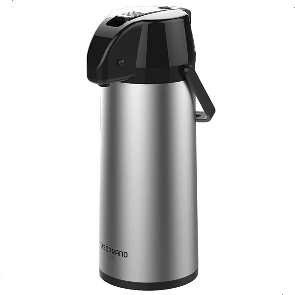 Garrafa Termica Exclusiva 2,5L Inox e Preto Soprano