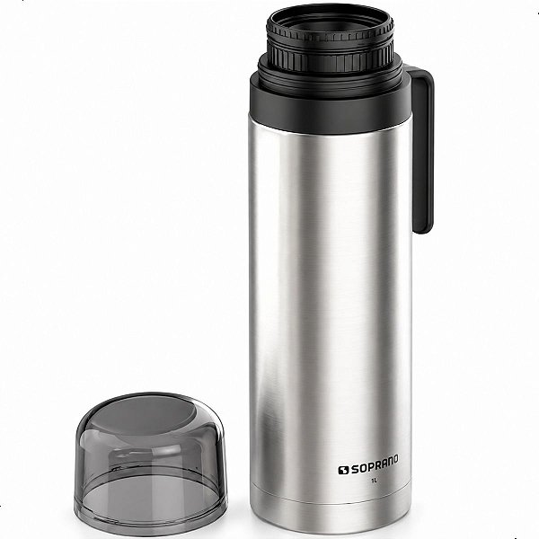 Garrafa Térmica Soprano Inox 1l Slim Quente e Frio com Alça