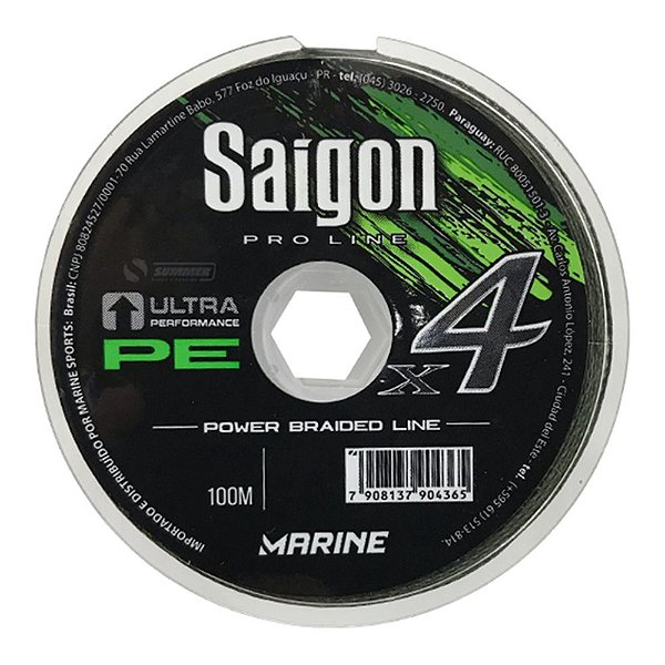 Linha Multifilamento Saigon X4 Verde 40Lbs 0,28mm 100m Marine Sports