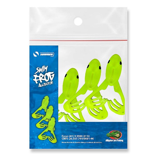 Isca Artificial Soft Swin Frog - Verde Limão Cart.3pçs