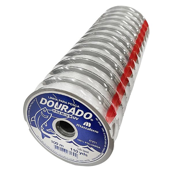 10pçs Linha Monofilamento Dourado Premium 0,60mm 37,5lbs 100m - Mazzaferro