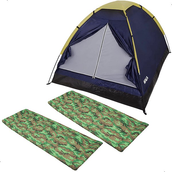 Kit Acampamento Trilha Barraca Kala San Valentin 4 Pessoas + 2 Colchonetes Camuflado