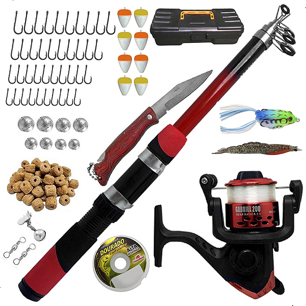 Kit De Pesca Completo 1 Vara 1,70m + 1 Molinete + Itens
