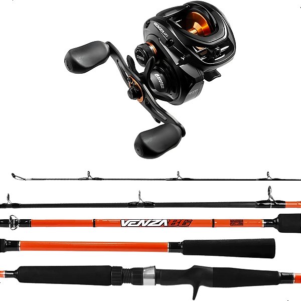 Kit Carretilha Marine Venza DS DBS 8ROL 7.5:1 + Vara Venza Up-Set 2.13m 20-50lb
