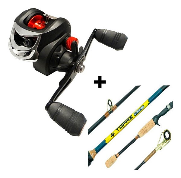 Kit Carretilha LK 220 3Rol Deyu Esquerda + Vara Carbono 1,68m