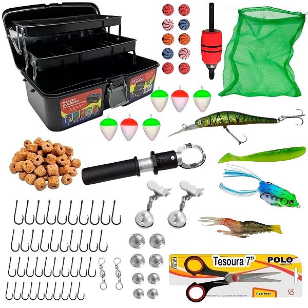 Kit De Pesca Com Iscas Maleta E Acessorios Completo e Pronto Para Uso
