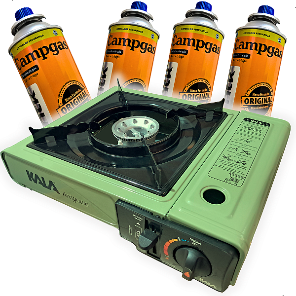 Kit Fogareiro à Gás Kala Araguaia + 04 Cartucho Refil