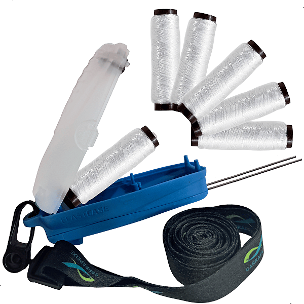 Porta Elastricot 2em1 Com Iscador Garra Peixe + 6pçs Elastricot 100m