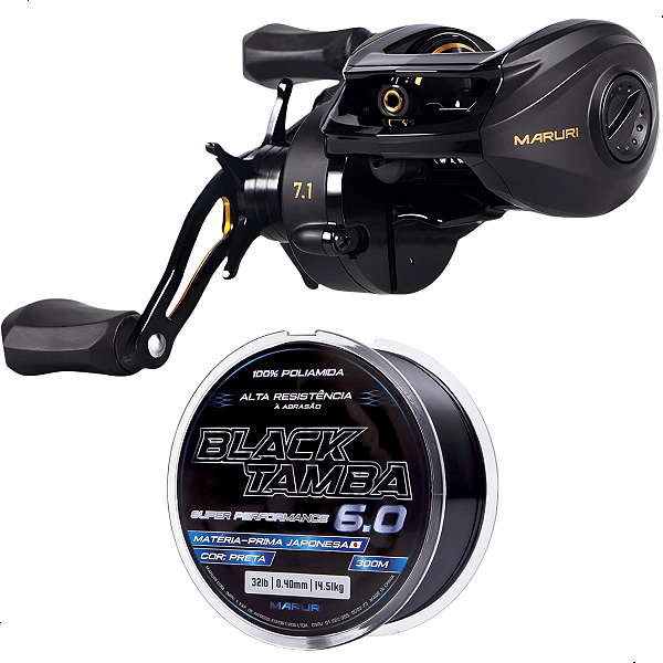 Kit Carretilha Maruri Black Tamba Pro + Linha Mono Black Tamba 0,40mm 300m