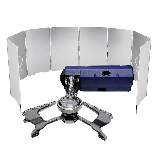 Fogareiro A Gas Slim Azul Kala + Escudo Protetor Aluminio