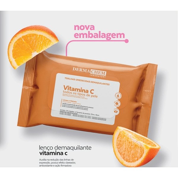 Lenços Demaquilante Vitamina C Anti-Idade 25un