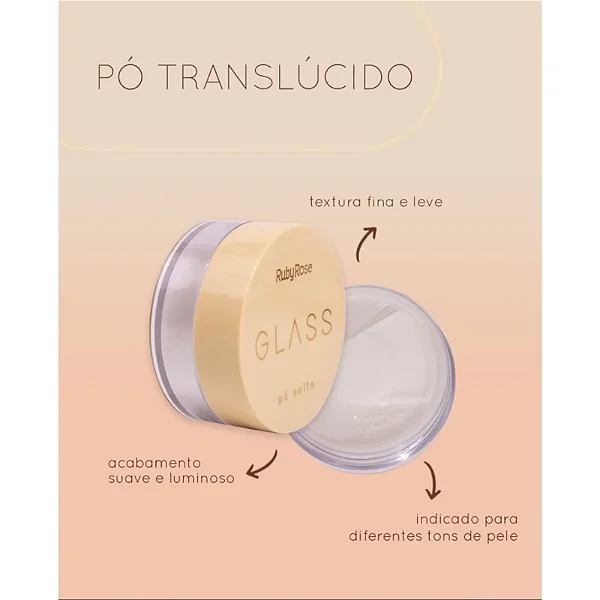 Pó Solto Translucido - linha Glass - Ruby Rose
