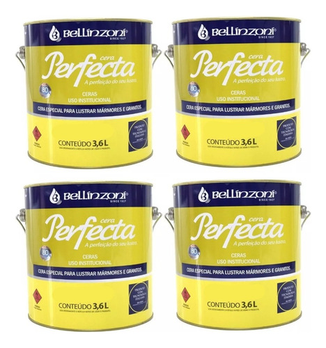 Kit 4 Cera Bellinzoni Italiana Perfecta 3,6 Mármore Granito