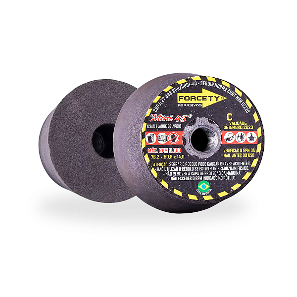 Rebolo Copo Cônico Mini 45° Forcety Grão 80 3" Meia Esquadria Porcelananto