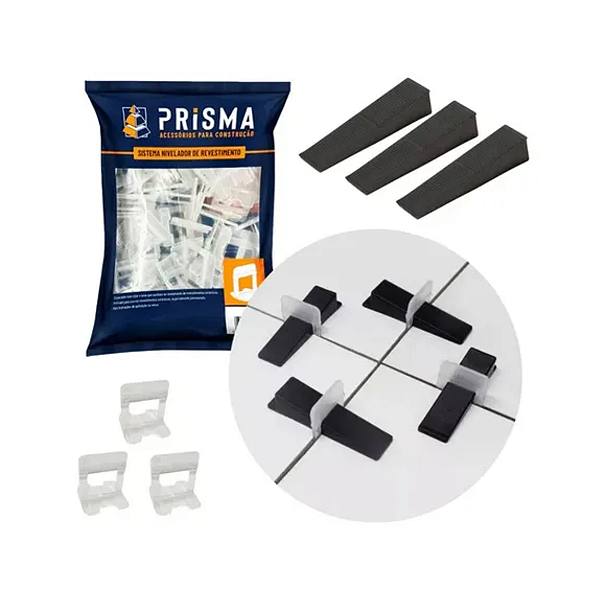 Kit 1000 Niveladores 2,0mm + 200 Cunhas Prisma Qualidade Premium