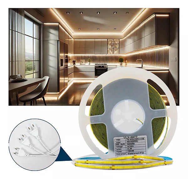 10m Fita Led Cob 110v 220v Direta 320leds 15w Branco Quente Luz Branco-neutro Tensão De Operação 12v 127v