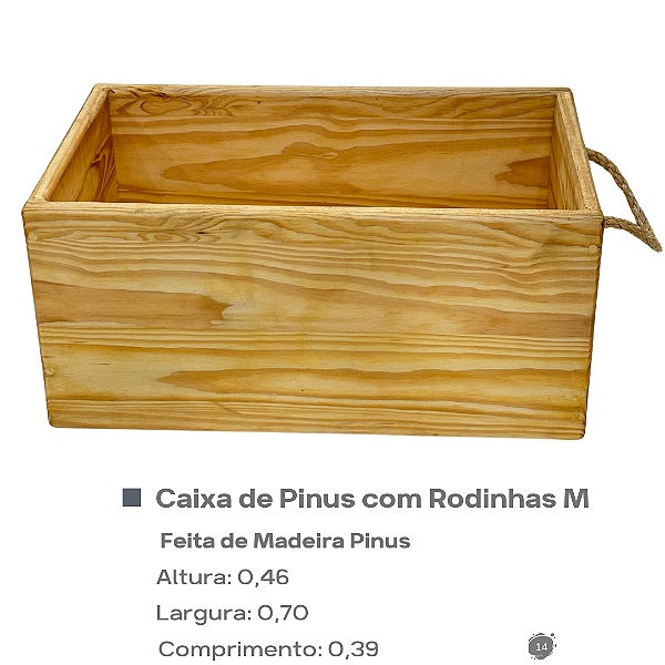 Caixa de Pinus com Rodinhas M