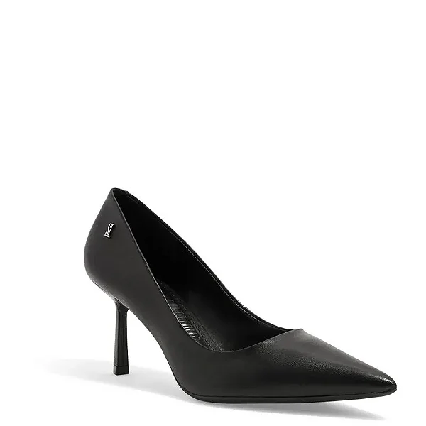 Scarpin Couro Pelica Soft Preto Salto Médio