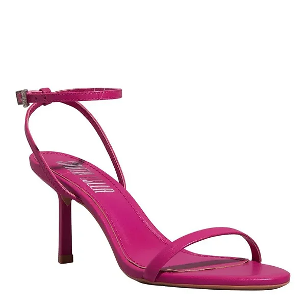 Sandália Couro Pelica Rosa Pink Salto Médio Fino