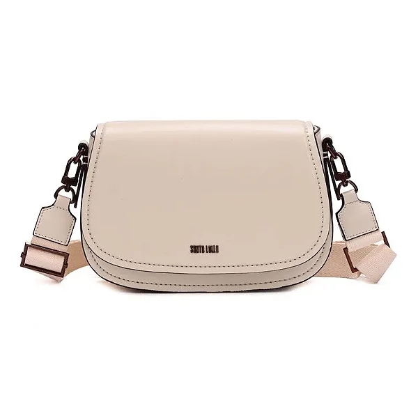 Bolsa Soft Bege Alça Gorgurão Transversal
