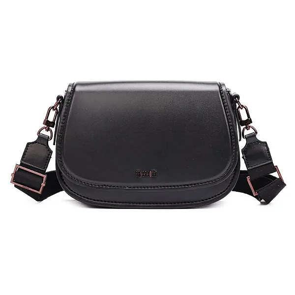 Bolsa Soft Preta Alça Gorgurão Transversal