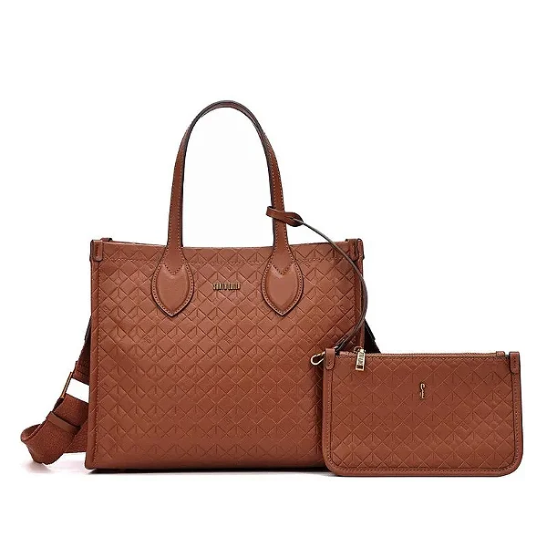 Kit Bolsa Tote Soft E Clutch Marrom Safari