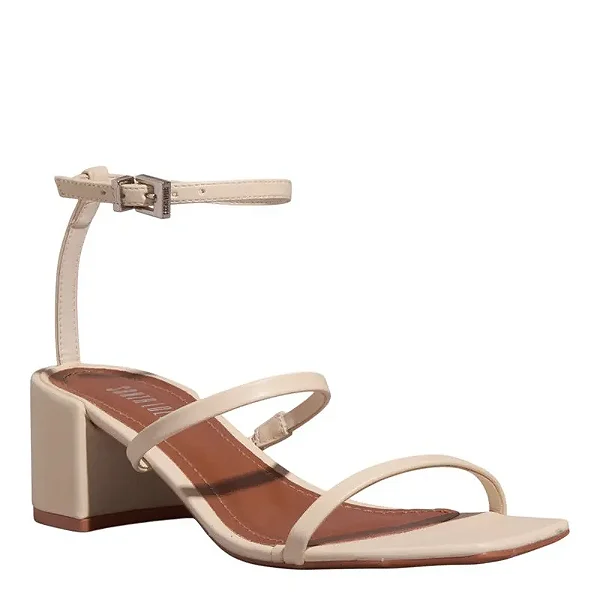 Sandália Lolla Napa Off White Salto Grosso