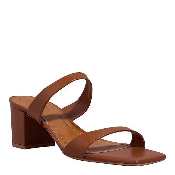 Mule Couro Confort Marrom Salto Bloco