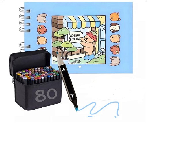 Kit Livro De Colorir Bobbie Goods  + 80 Canetinha