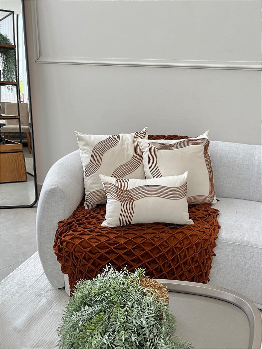 Conjunto com 3 Almofadas Linho Cru