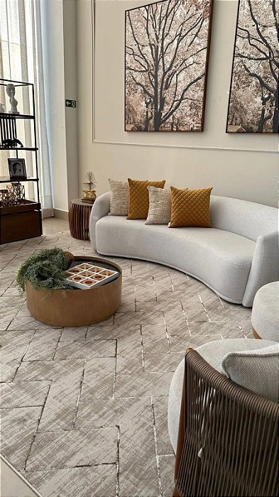 Tapete Mônaco Bege D:002 - SOB MEDIDA - Micro Overloque (Não efetuamos trocas ou devolução)