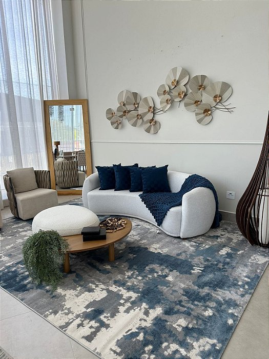 Tapete Azul Estonado D:003 - SOB MEDIDA - Micro Overloque (Não efetuamos trocas ou devolução)