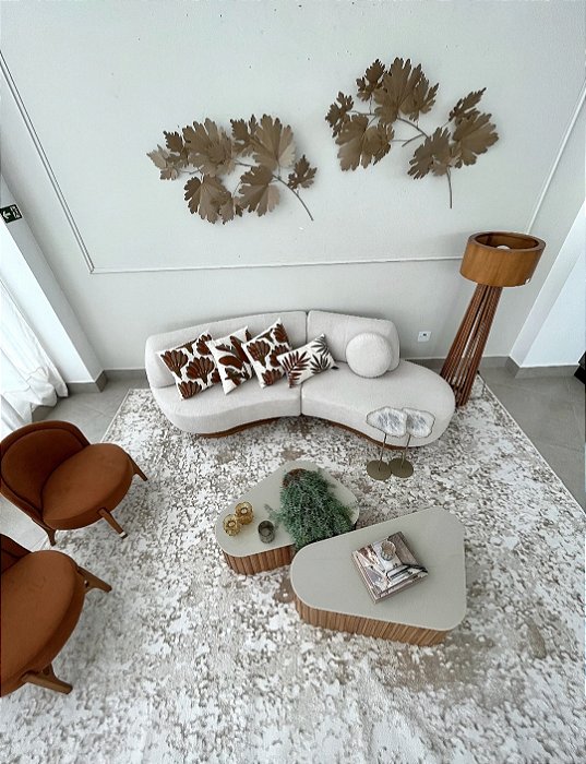 Tapete Aurora Gold D:007 - Sob Medida - 2,00x3,00 + 2 Redondos no Diâmetro de 1,50 - Micro Overloque