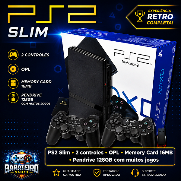 Playstation 2 Slim + Pen drive 128GB