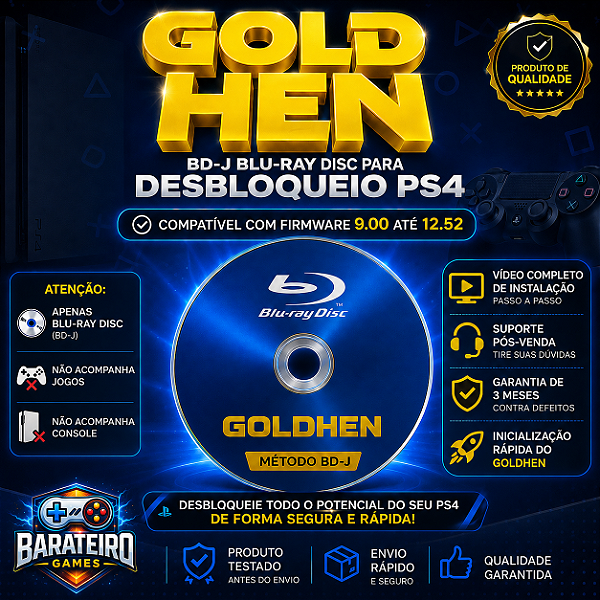 BD-J Blu Ray CD para PS4 - versão 9.0 até 12.52