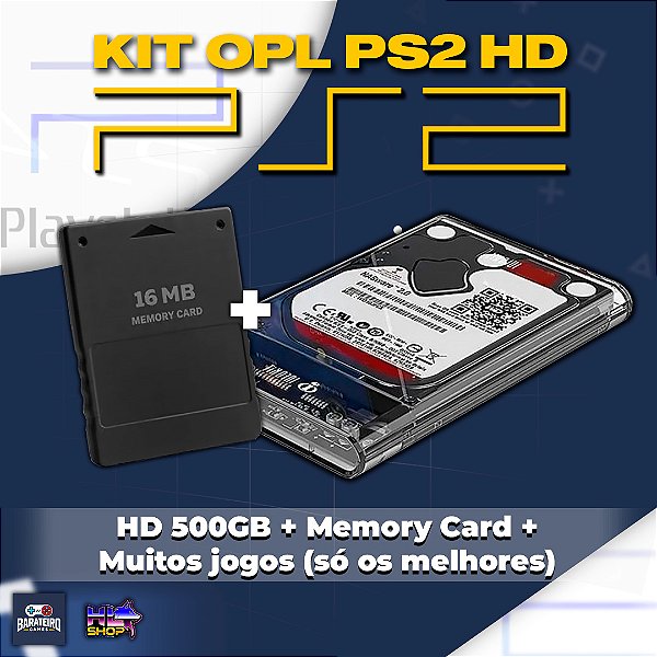 Kit OPL 500GB para PS2 SLIM + Lotado dos MELHORES JOGOS!