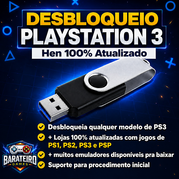 Pen drive para PS3 Hen + Lojinhas + Suporte + 100% Atualizado 2026