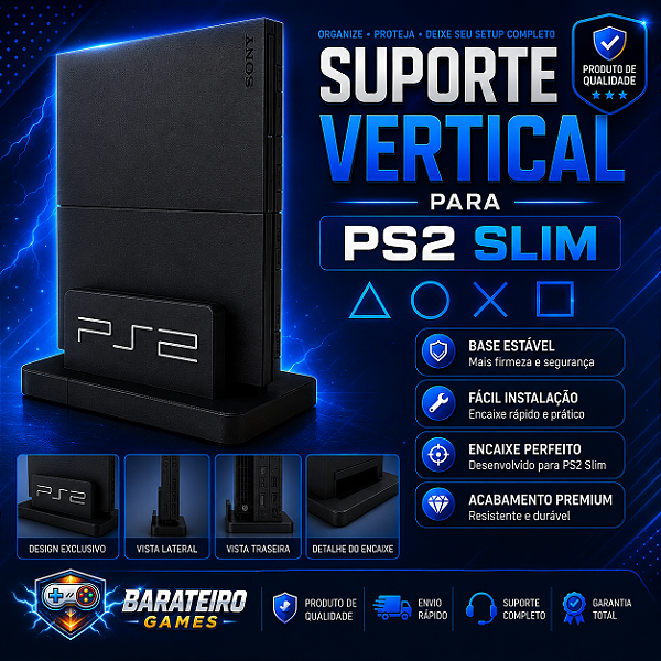 Suporte Vertical PS2 Slim (Suporte para colocar o Playstation 2 Slim na Vertical)