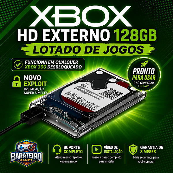 HD 128GB EXPLOIT - PARA XBOX 360 (QUALQUER MODELO)